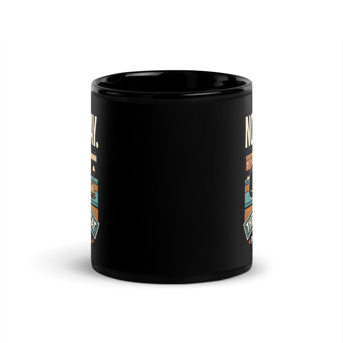 Mug noir Not Today. — The Motel Cat 11 oz (325 ml), vue de face