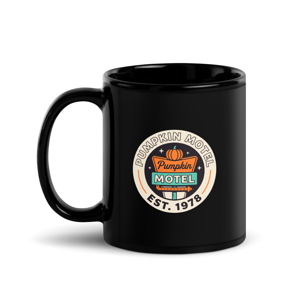 Mug noir Pumpkin Motel — Est. 1978 11 oz (325 ml), vue côté anse