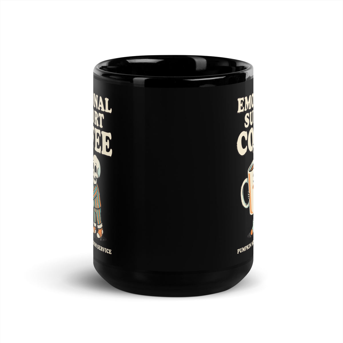 Mug noir Emotional Support Coffee — Room Service 15 oz (440 ml), vue de face