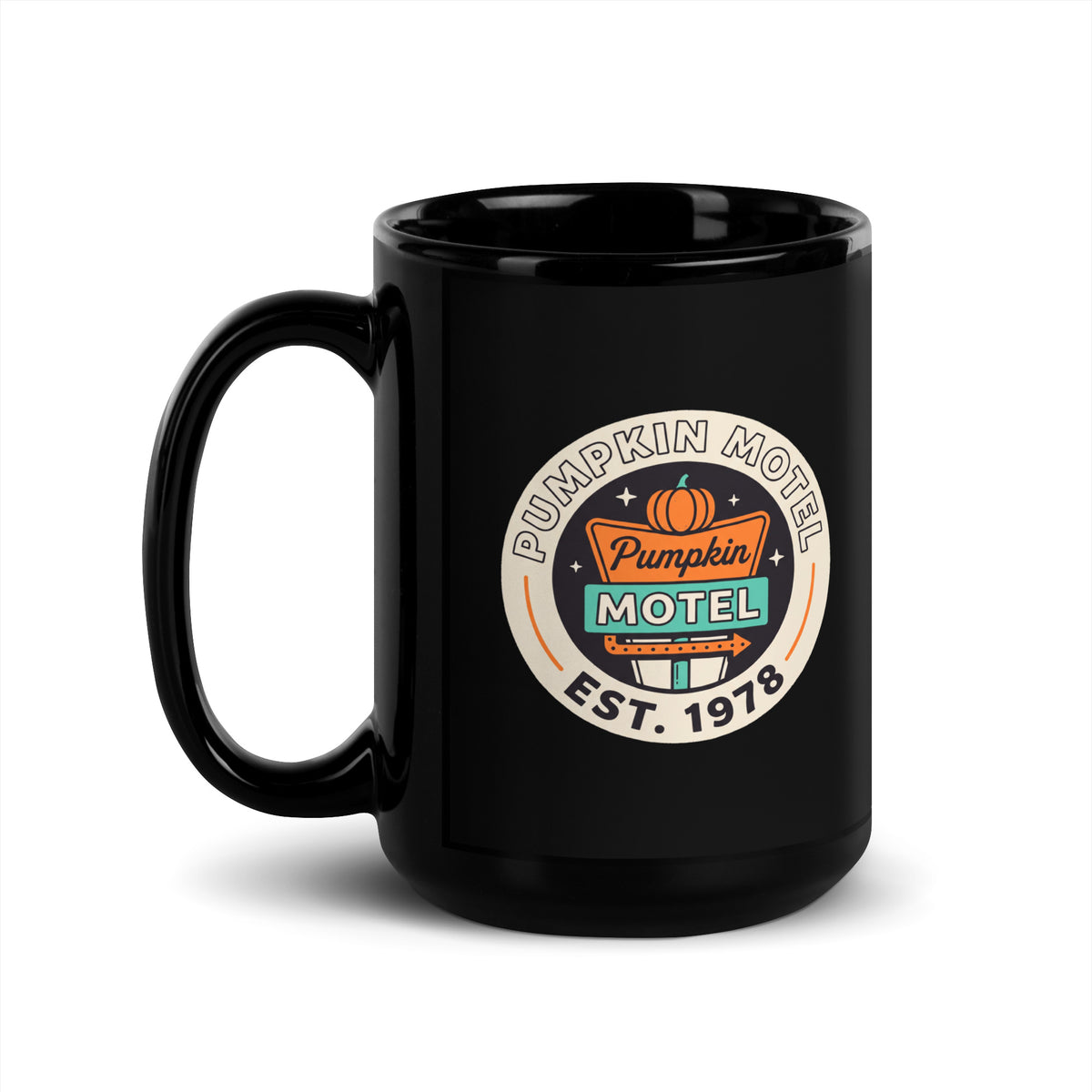 Mug noir Pumpkin Motel — Est. 1978 15 oz (440 ml), vue côté anse