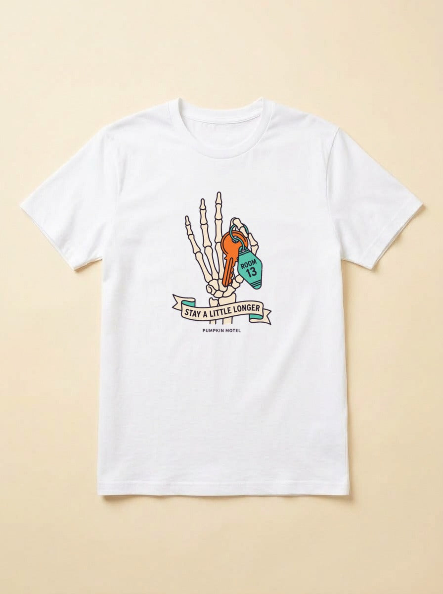 T-shirt blanc Room 13 — Stay A Little Longer