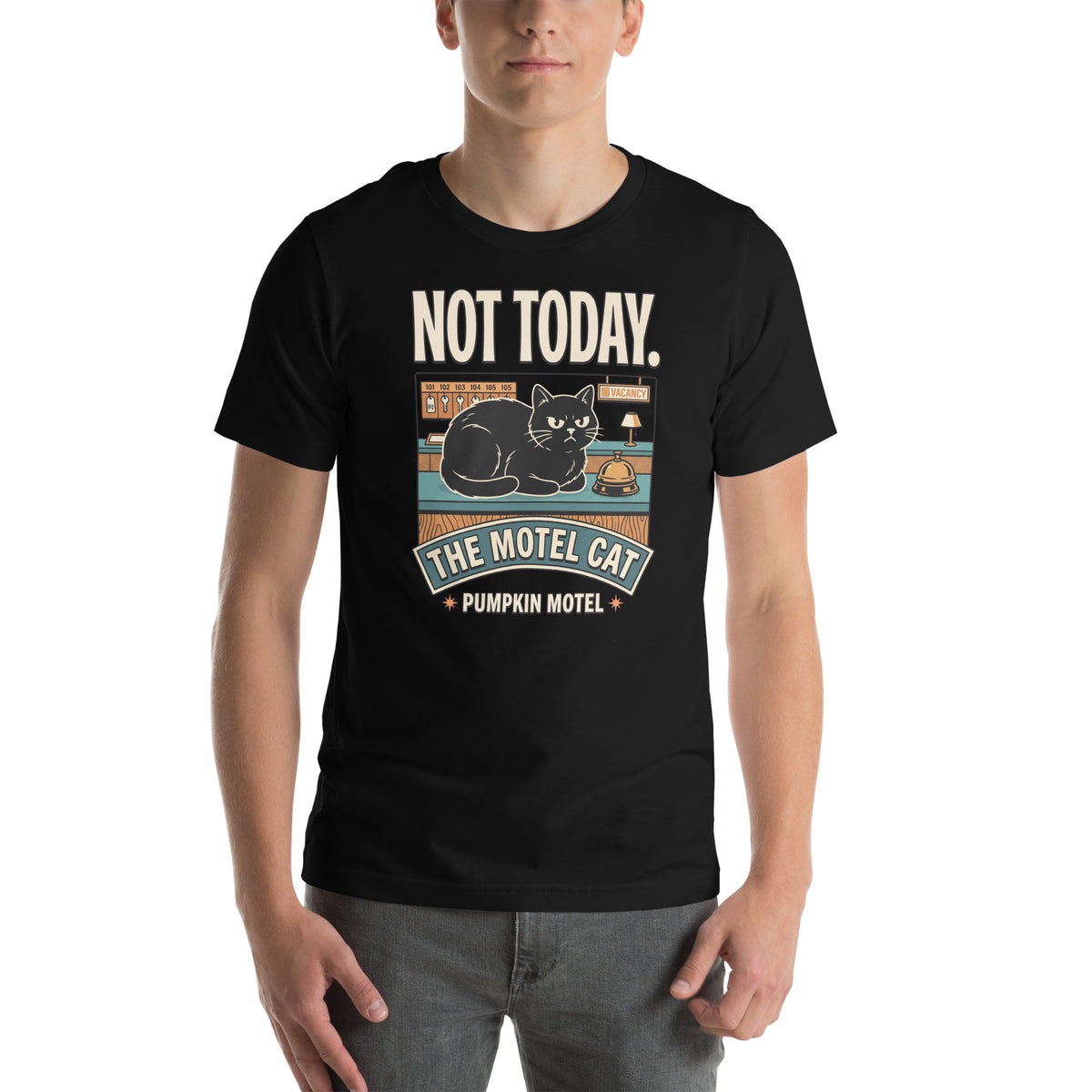 T-shirt Not Today. — The Motel Cat noir, vue de face