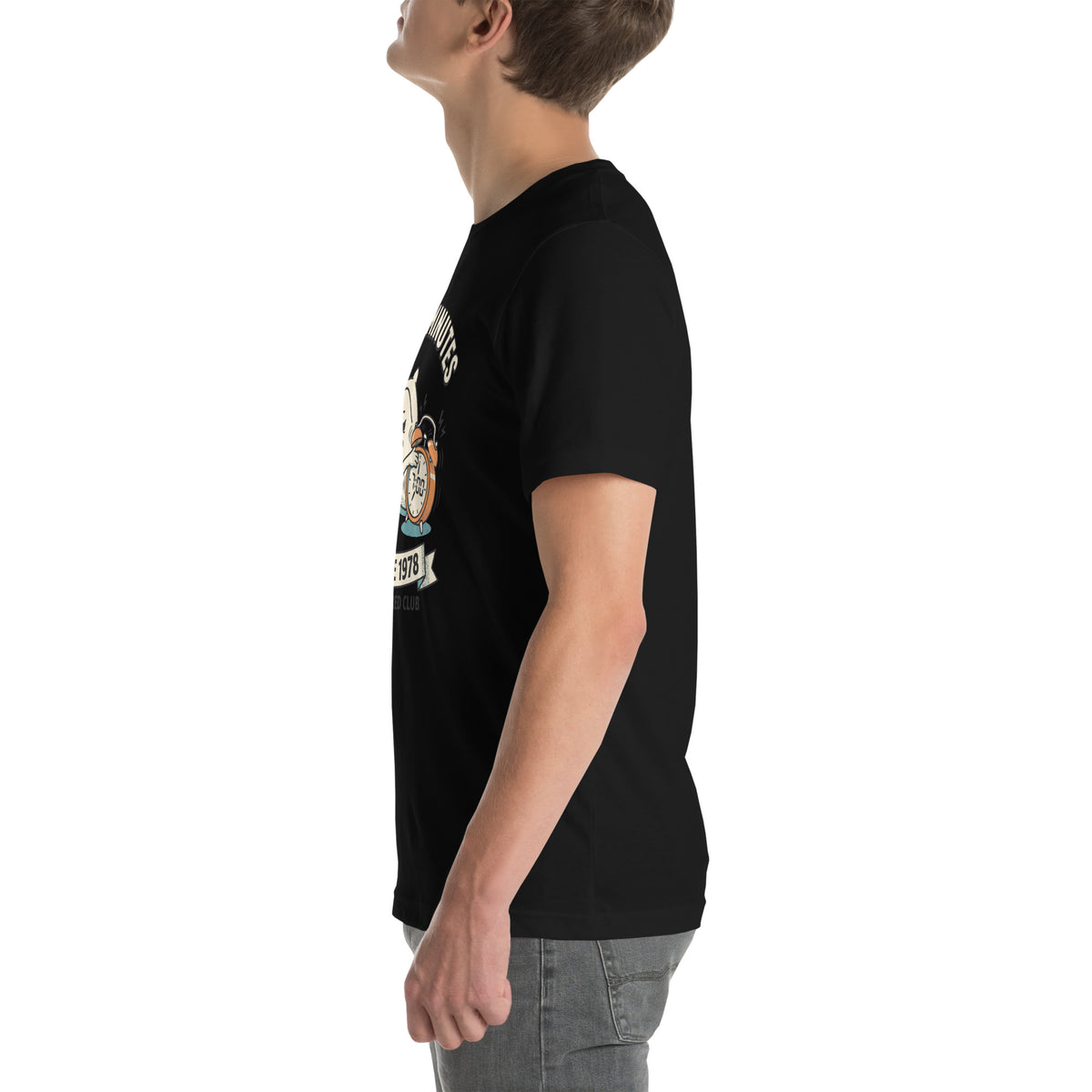 T-shirt 5 More Minutes — Dead Tired Club noir, vue de profil