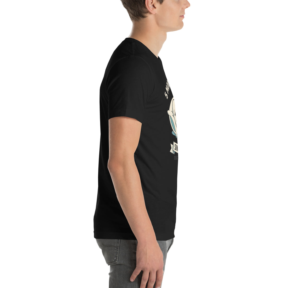 T-shirt 5 More Minutes — Dead Tired Club noir, vue de profil