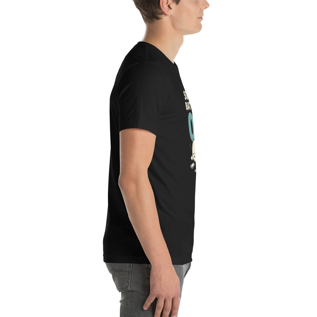 T-shirt Social Battery 0% — Dead Tired Club noir, vue de profil