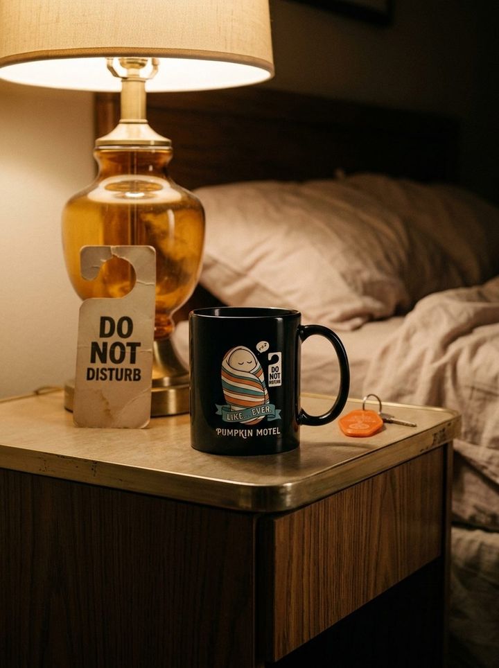 Mug Do Not Disturb près du lit, lampe chaude de la chambre 13